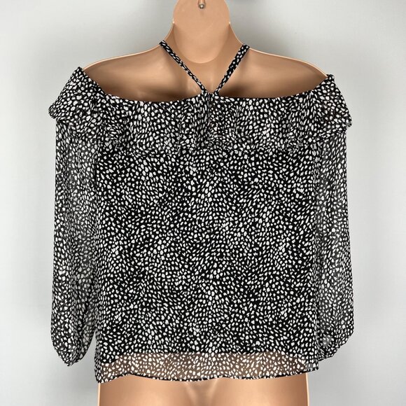 INC International Concepts Womens Cold Shoulder Rosette Blouse Black size Large - Picture 6 of 12